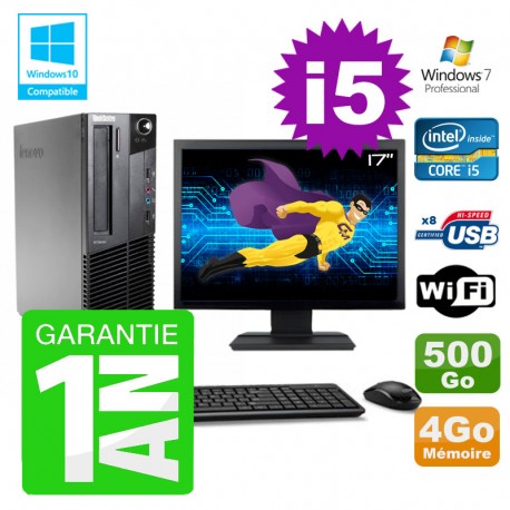 PC Lenovo M91p SFF Intel I5-2400 4Go Disque 500Go Graveur Wifi W7 Ecran 17"