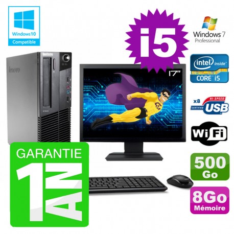 PC Lenovo M91p SFF Intel I5-2400 8Go Disque 500Go Graveur Wifi W7 Ecran 17"