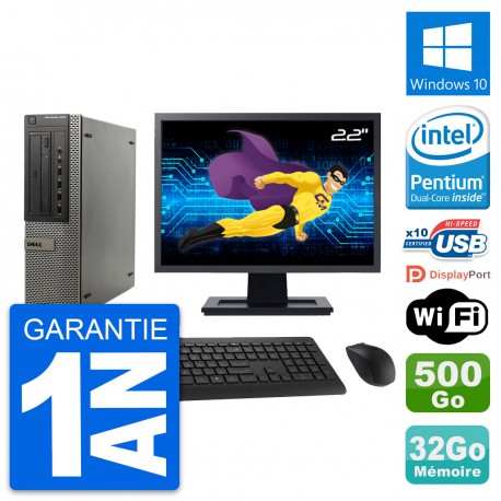 PC DELL OptiPlex 990 DT Ecran 22" G630 RAM 32Go Disque 500Go Windows 10 Wifi