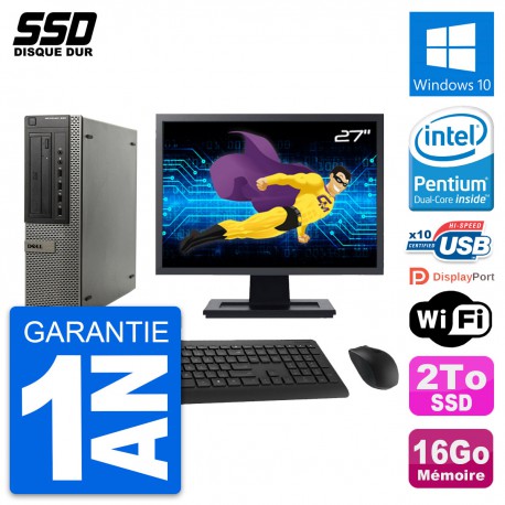 PC DELL OptiPlex 990 DT Ecran 27" Intel G630 RAM 16Go SSD 2To Windows 10 Wifi