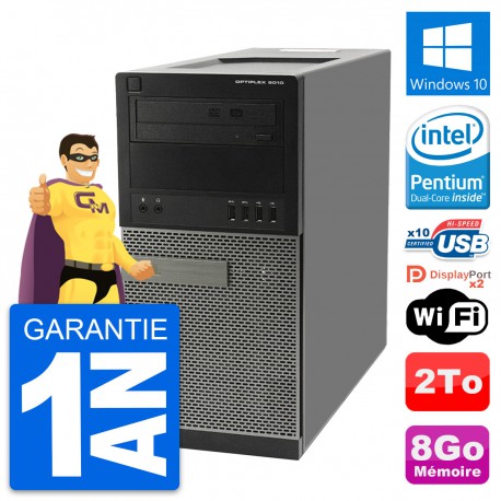 PC Tour Dell OptiPlex 9010 Intel Pentium G630 RAM 8Go Disque 2To Windows 10 Wifi