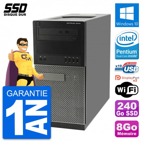 PC Tour Dell OptiPlex 9010 Intel Pentium G630 RAM 8Go SSD 240Go Windows 10 Wifi
