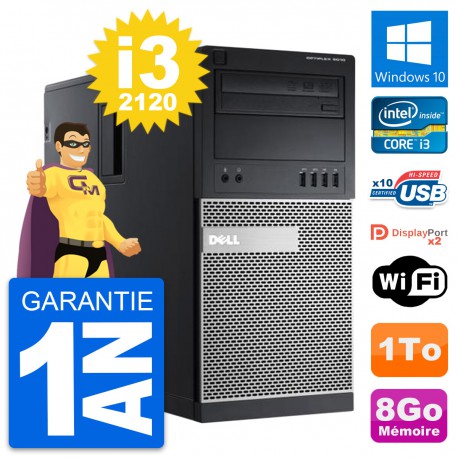PC Tour Dell OptiPlex 9010 Intel Core i3-2120 RAM 8Go Disque 1To Windows 10 Wifi