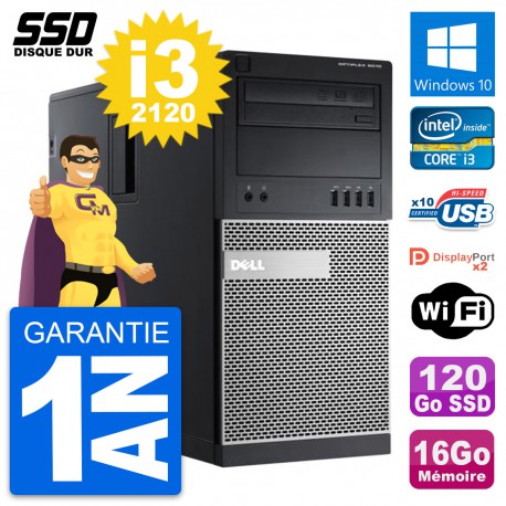 PC Tour Dell OptiPlex 9010 Intel Core i3-2120 RAM 16Go SSD 120Go Windows 10 Wifi