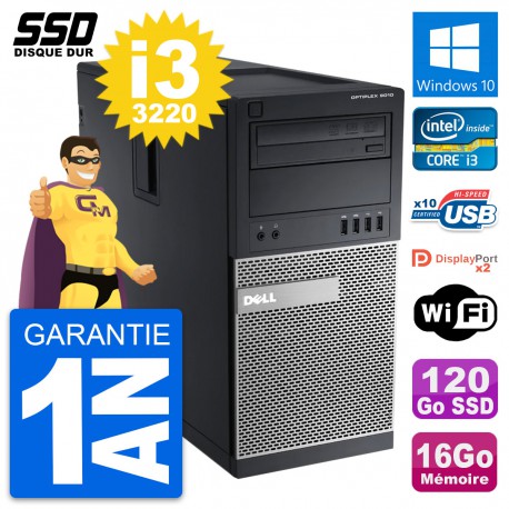 PC Tour Dell OptiPlex 9010 Intel Core i3-3220 RAM 16Go SSD 120Go Windows 10 Wifi