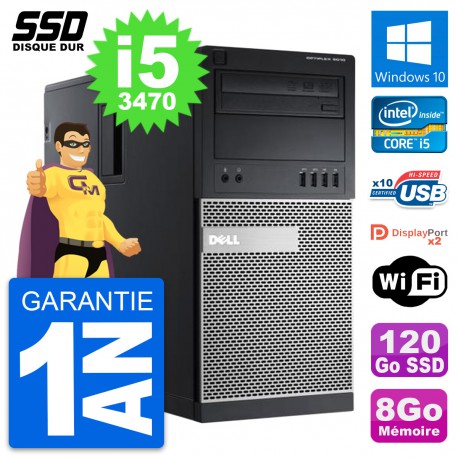 PC Tour Dell OptiPlex 9010 Intel Core i5-3470 RAM 8Go SSD 120Go Windows 10 Wifi