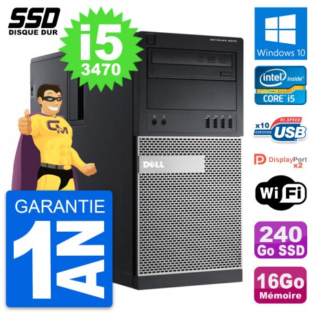 PC Tour Dell OptiPlex 9010 Intel Core i5-3470 RAM 16Go SSD 240Go Windows 10 Wifi