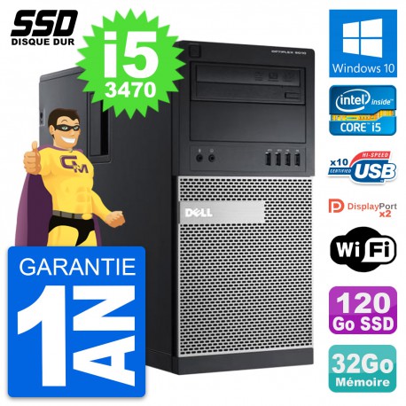 PC Tour Dell OptiPlex 9010 Intel Core i5-3470 RAM 32Go SSD 120Go Windows 10 Wifi