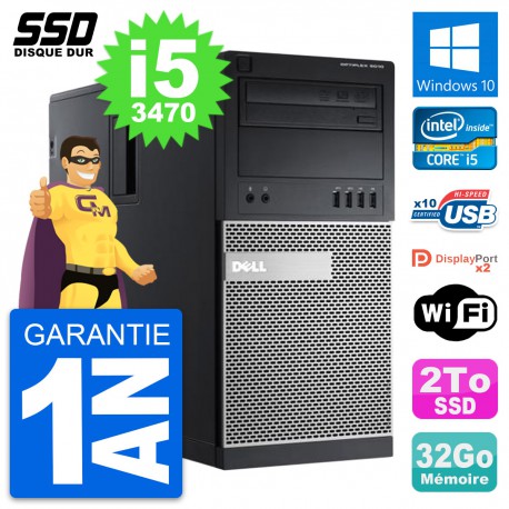 PC Tour Dell OptiPlex 9010 Intel Core i5-3470 RAM 32Go SSD 2To Windows 10 Wifi