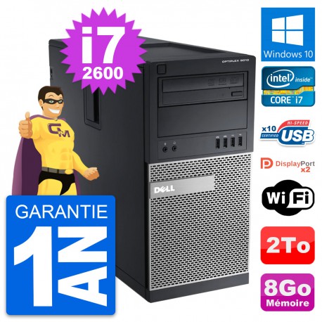 PC Tour Dell OptiPlex 9010 Intel Core i7-2600 RAM 8Go Disque 2To Windows 10 Wifi