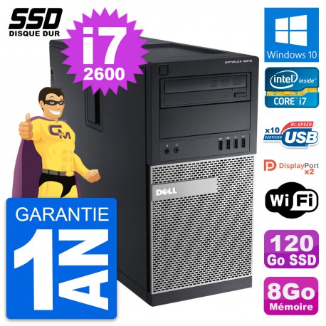 PC Tour Dell OptiPlex 9010 Intel Core i7-2600 RAM 8Go SSD 120Go Windows 10 Wifi