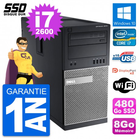 PC Tour Dell OptiPlex 9010 Intel Core i7-2600 RAM 8Go SSD 480Go Windows 10 Wifi