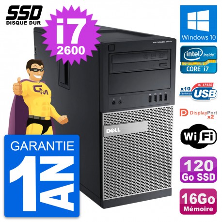PC Tour Dell OptiPlex 9010 Intel Core i7-2600 RAM 16Go SSD 120Go Windows 10 Wifi