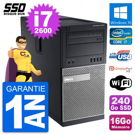PC Tour Dell OptiPlex 9010 Intel Core i7-2600 RAM 16Go SSD 240Go Windows 10 Wifi