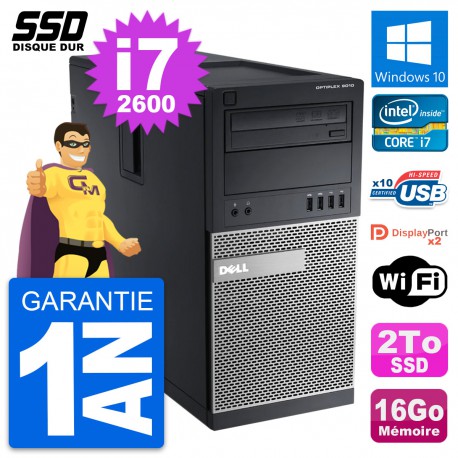 PC Tour Dell OptiPlex 9010 Intel Core i7-2600 RAM 16Go SSD 2To Windows 10 Wifi