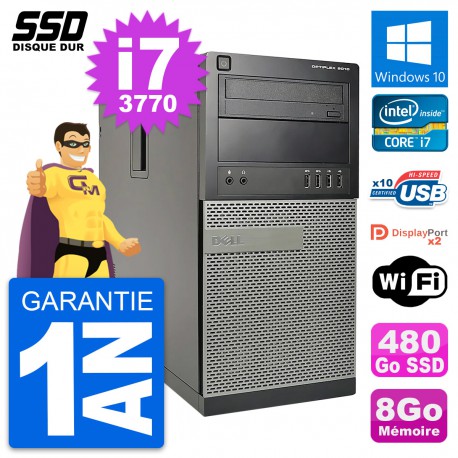 PC Tour Dell OptiPlex 9010 Intel Core i7-3770 RAM 8Go SSD 480Go Windows 10 Wifi