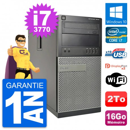 PC Tour Dell OptiPlex 9010 Intel i7-3770 RAM 16Go Disque Dur 2To Windows 10 Wifi