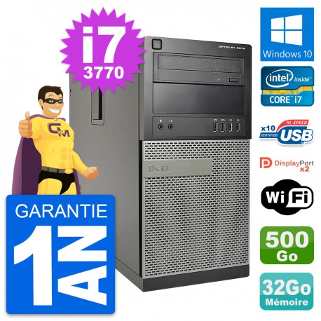 PC Tour Dell OptiPlex 9010 Intel i7-3770 RAM 32Go Disque 500Go Windows 10 Wifi