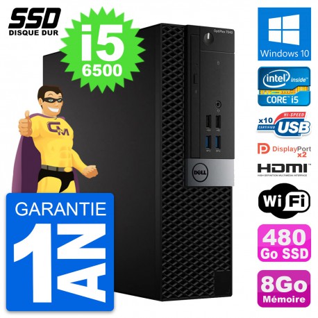 PC Dell OptiPlex 7040 SFF Intel i5-6500 RAM 8Go SSD 480Go HDMI Windows 10 Wifi