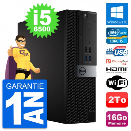 PC Dell OptiPlex 7040 SFF Core i5-6500 RAM 16Go Disque 2To HDMI Windows 10 Wifi