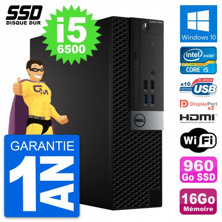 PC Dell OptiPlex 7040 SFF Core i5-6500 RAM 16Go SSD 960Go HDMI Windows 10 Wifi