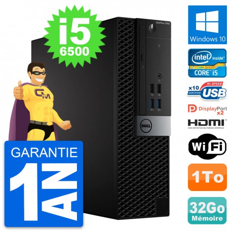 PC Dell OptiPlex 7040 SFF Core i5-6500 RAM 32Go Disque 1To HDMI Windows 10 Wifi
