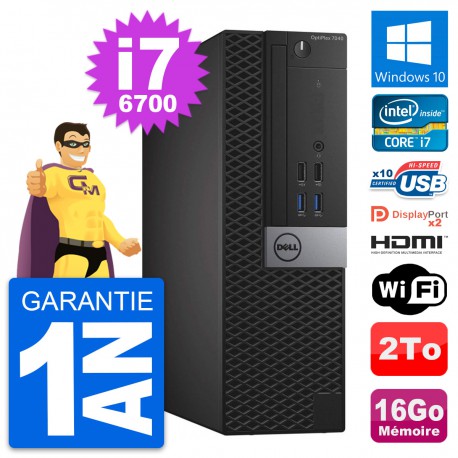 PC Dell OptiPlex 7040 SFF Core i7-6700 RAM 16Go Disque 2To HDMI Windows 10 Wifi