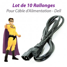 Lot x10 Adaptateurs Rallonges Câbles Alimentation Dell 0U9399 U9399 Noir 250V