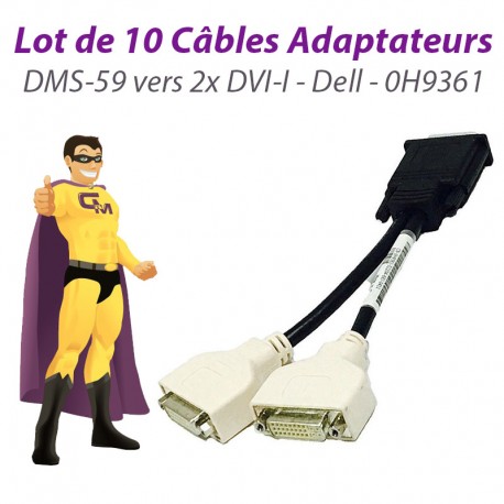 Lot x10 Câbles doubleurs DMS-59 vers 2x DVI-I Dell 0H9361 H9361 Dual Screen NEUF