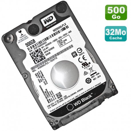 Disque Dur 500Go SATA 2.5" WD WD5000LPLX-75ZNTT0 Black 7200RMP 32Mo SATA III