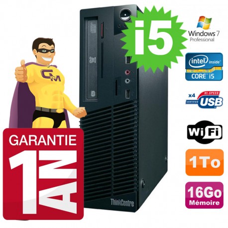 PC Lenovo Thinkcentre M71e SFF Core I5-2400 16Go 1To Graveur WIFI Windows 7 Pro