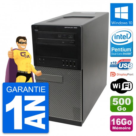 PC Tour Dell OptiPlex 990 Intel G630 RAM 16Go Disque Dur 500Go Windows 10 Wifi