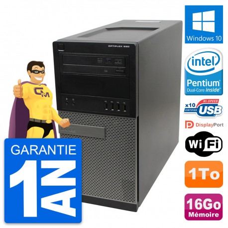 PC Tour Dell OptiPlex 990 Intel G630 RAM 16Go Disque Dur 1To Windows 10 Wifi