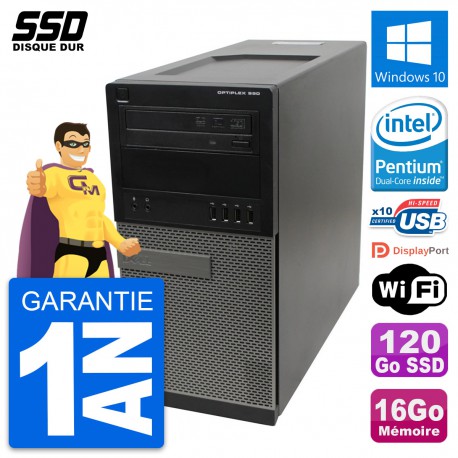 PC Tour Dell OptiPlex 990 Intel Pentium G630 RAM 16Go SSD 120Go Windows 10 Wifi