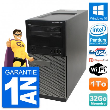 PC Tour Dell OptiPlex 990 Intel G630 RAM 32Go Disque Dur 1To Windows 10 Wifi