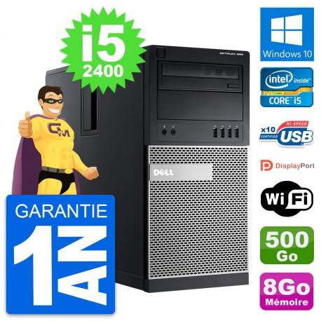 PC Tour Dell OptiPlex 990 Intel i5-2400 RAM 8Go Disque Dur 500Go Windows 10 Wifi