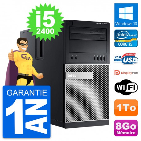 PC Tour Dell OptiPlex 990 Intel Core i5-2400 RAM 8Go Disque 1To Windows 10 Wifi