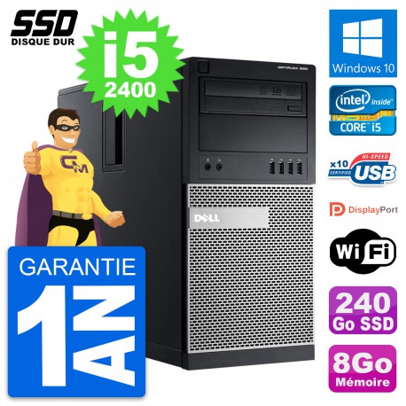 PC Tour Dell OptiPlex 990 Intel Core i5-2400 RAM 8Go SSD 240Go Windows 10 Wifi