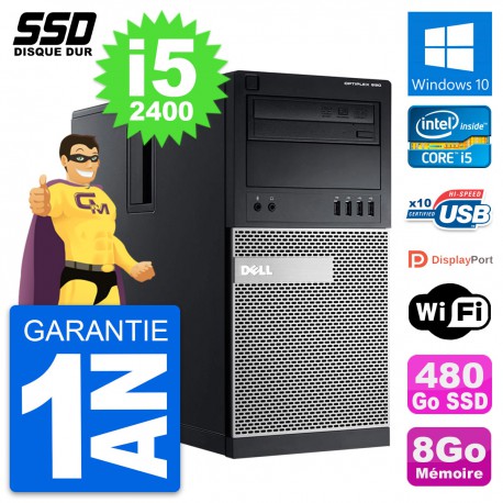 PC Tour Dell OptiPlex 990 Intel Core i5-2400 RAM 8Go SSD 480Go Windows 10 Wifi