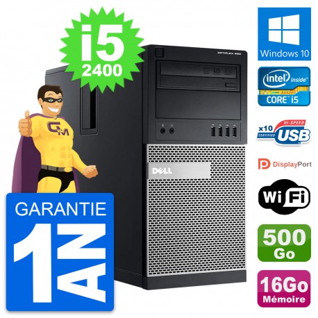 PC Tour Dell OptiPlex 990 Intel i5-2400 RAM 16Go Disque 500Go Windows 10 Wifi