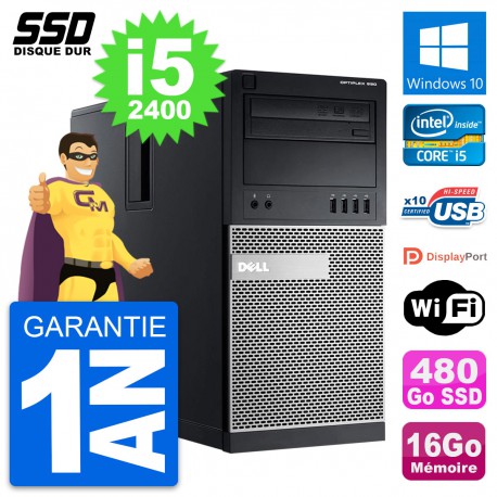 PC Tour Dell OptiPlex 990 Intel Core i5-2400 RAM 16Go SSD 480Go Windows 10 Wifi