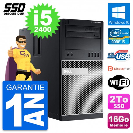 PC Tour Dell OptiPlex 990 Intel Core i5-2400 RAM 16Go SSD 2To Windows 10 Wifi