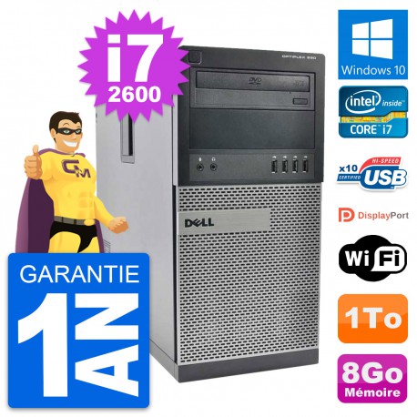 PC Tour Dell OptiPlex 990 Intel Core i7-2600 RAM 8Go Disque 1To Windows 10 Wifi