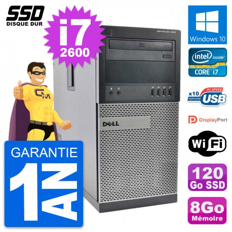 PC Tour Dell OptiPlex 990 Intel Core i7-2600 RAM 8Go SSD 120Go Windows 10 Wifi