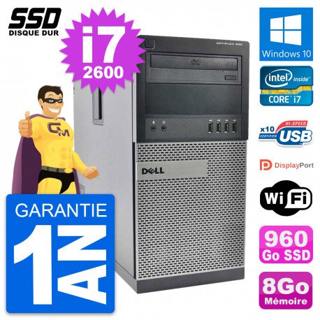PC Tour Dell OptiPlex 990 Intel Core i7-2600 RAM 8Go SSD 960Go Windows 10 Wifi