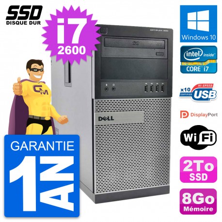 PC Tour Dell OptiPlex 990 Intel Core i7-2600 RAM 8Go SSD 2To Windows 10 Wifi