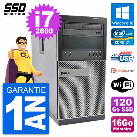 PC Tour Dell OptiPlex 990 Intel Core i7-2600 RAM 16Go SSD 120Go Windows 10 Wifi