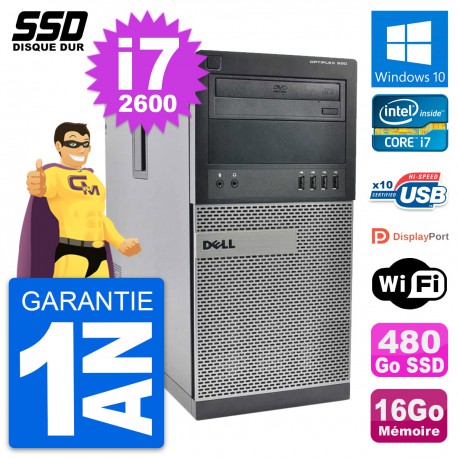 PC Tour Dell OptiPlex 990 Intel Core i7-2600 RAM 16Go SSD 480Go Windows 10 Wifi