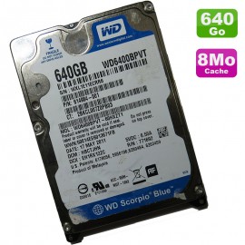 Disque Dur 640Go SATA 2.5" WD Scorpio Blue WD6400BPVT 60HXZT1 PC Portable 8Mo