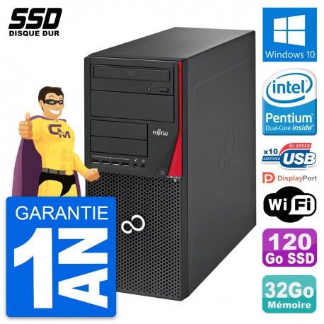 PC Tour Fujitsu Esprimo P720 Intel G3220 RAM 32Go SSD 120Go Windows 10 Wifi